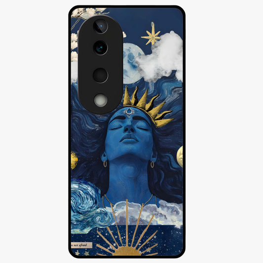 Aesthetic Lord Shiva Glass Case showing flat back view with divine Shiva artwork and glossy glass finish.