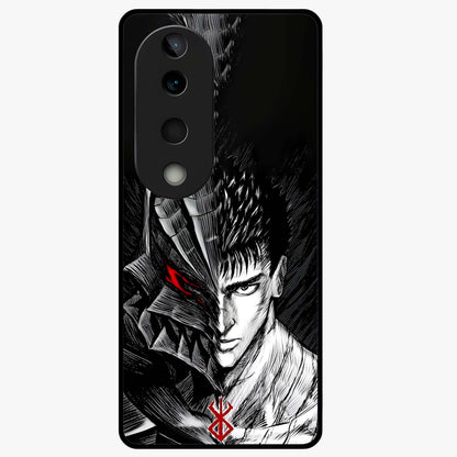 Berserker Blood Oath Glass Case showing flat back view with fierce warrior inspired artwork and glossy glass finish.