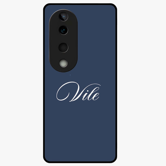 Blue Background Personalized Custom Name Glass Case showing flat back view with minimal blue background and custom name design.