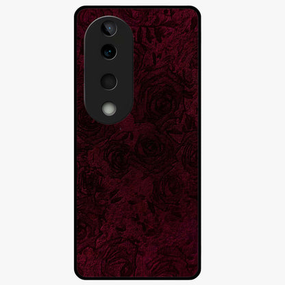 Crimson Fade Flow Glass Case showing flat back view with flowing crimson gradient artwork and glossy glass finish.