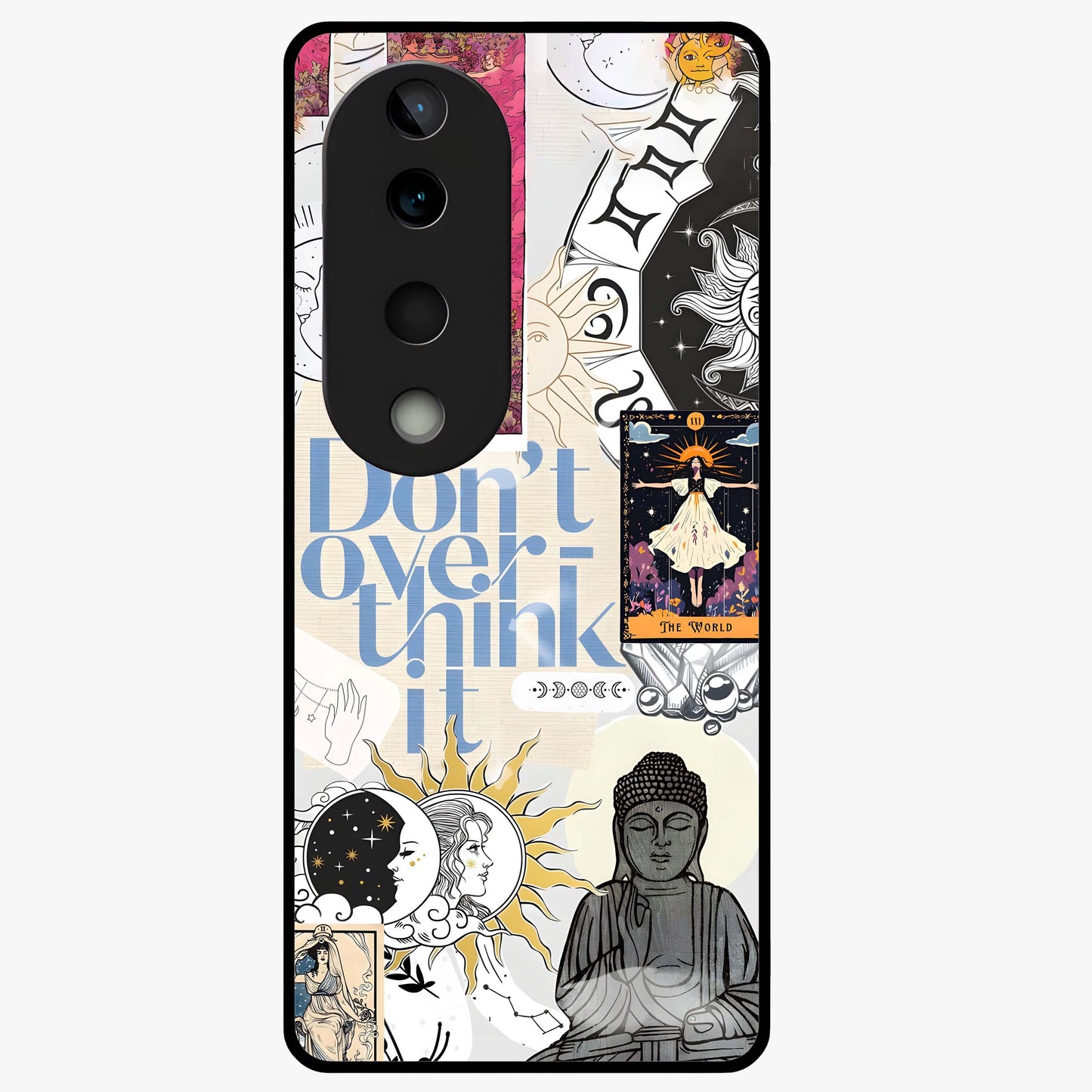 Ethereal Thoughts Glass Case showing flat back view with dreamy artistic artwork and glossy glass finish.