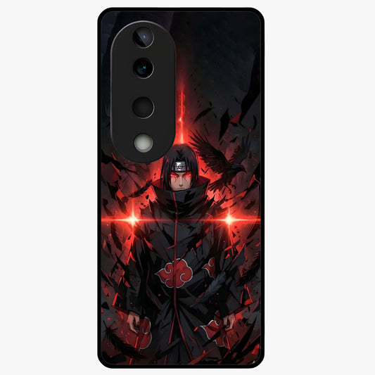 Focused Blade Discipline Glass Case showing flat back view with warrior sword themed artwork and glossy glass finish.