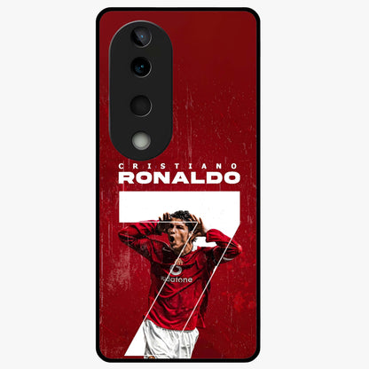 Goal Celebration Legacy Glass Case showing flat back view with football celebration inspired artwork and glossy glass finish.