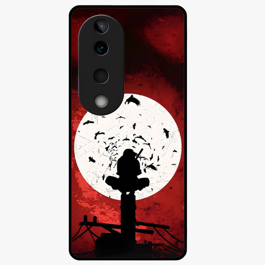 Itachi Limited Edition Naruto Anime Glass Case showing flat back view with iconic anime character artwork and glossy glass finish.