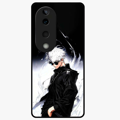 Limitless Shadow King Glass Case showing flat back view with powerful shadow warrior artwork and glossy glass finish.