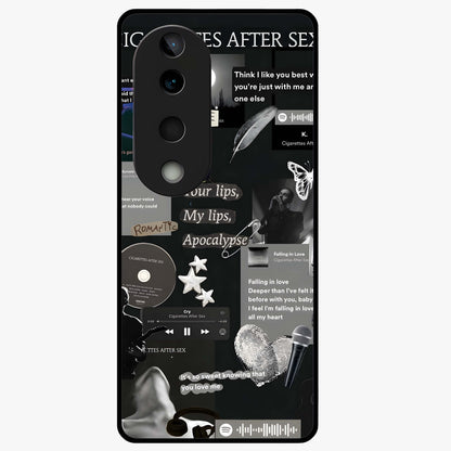 Midnight Love Echo Glass Case showing flat back view with romantic midnight themed artwork and glossy glass finish.