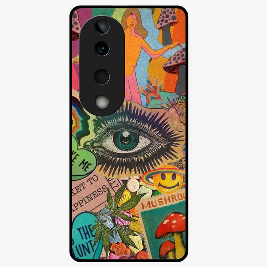 Mystic Eye Wonderland Glass Case showing flat back view with mystical eye themed artwork and glossy glass finish.