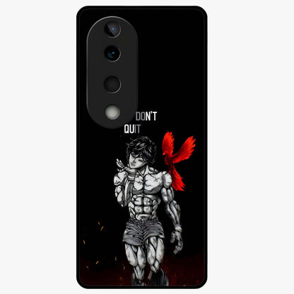 Rise Beyond Limits Glass Case showing flat back view with motivational typography artwork and glossy glass finish.