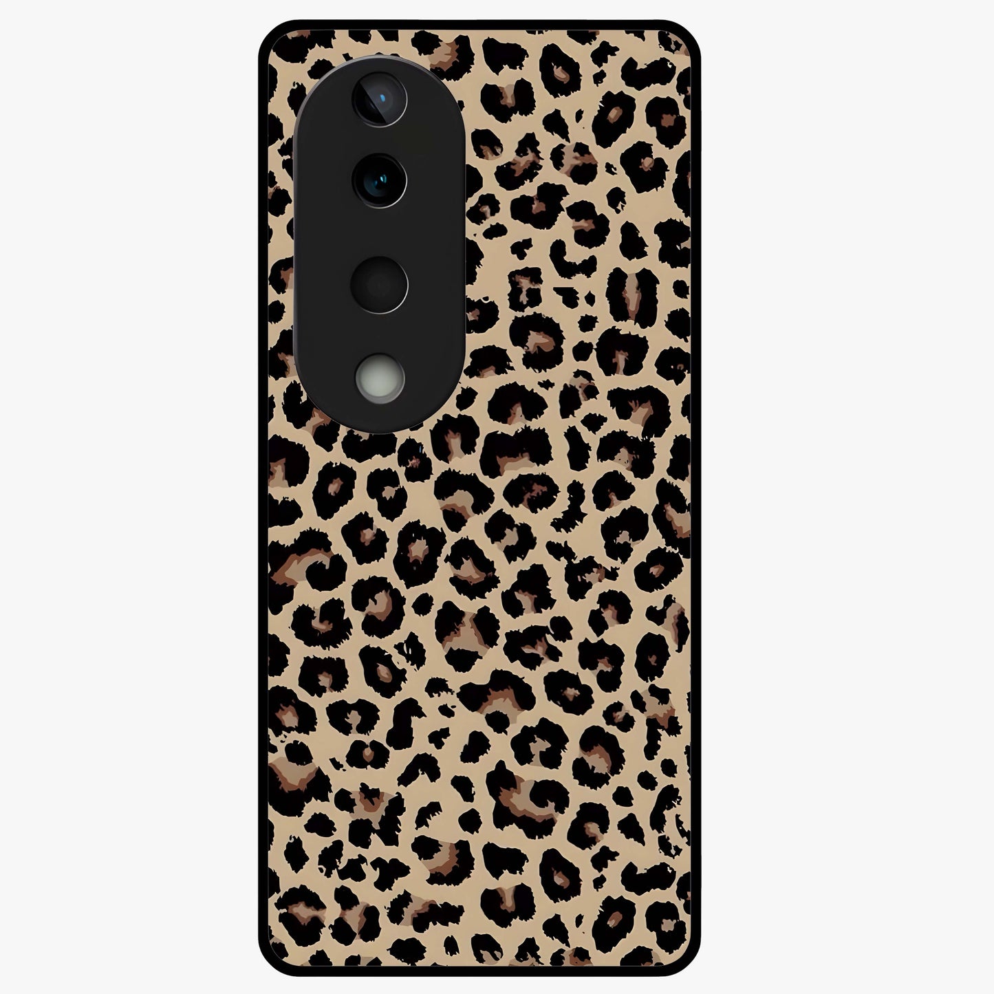 Savage Chic Pattern Glass Case showing flat back view with stylish patterned artwork and glossy glass finish.