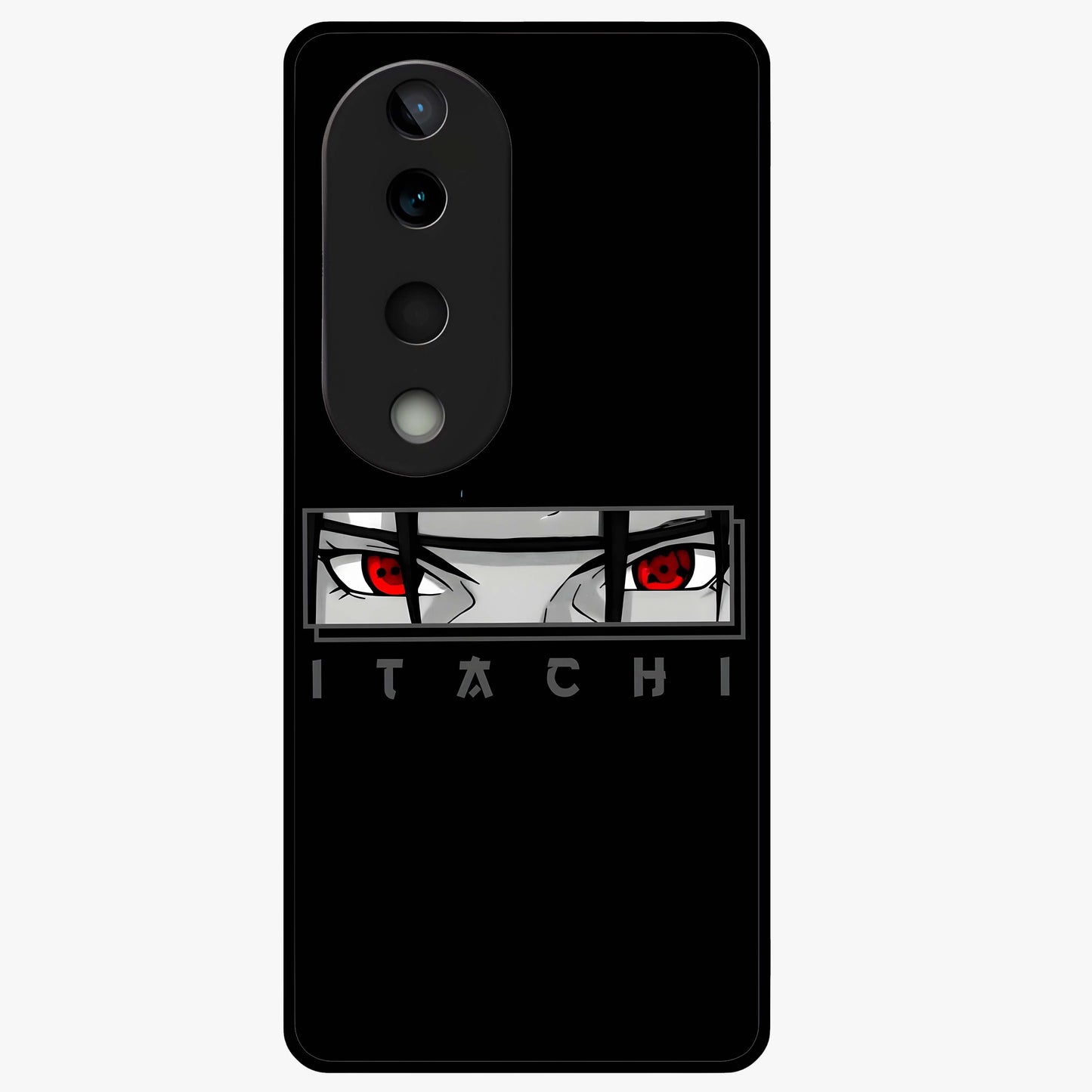 Scarlet Gaze Dominance Glass Case showing flat back view with striking red themed artwork and glossy glass finish.