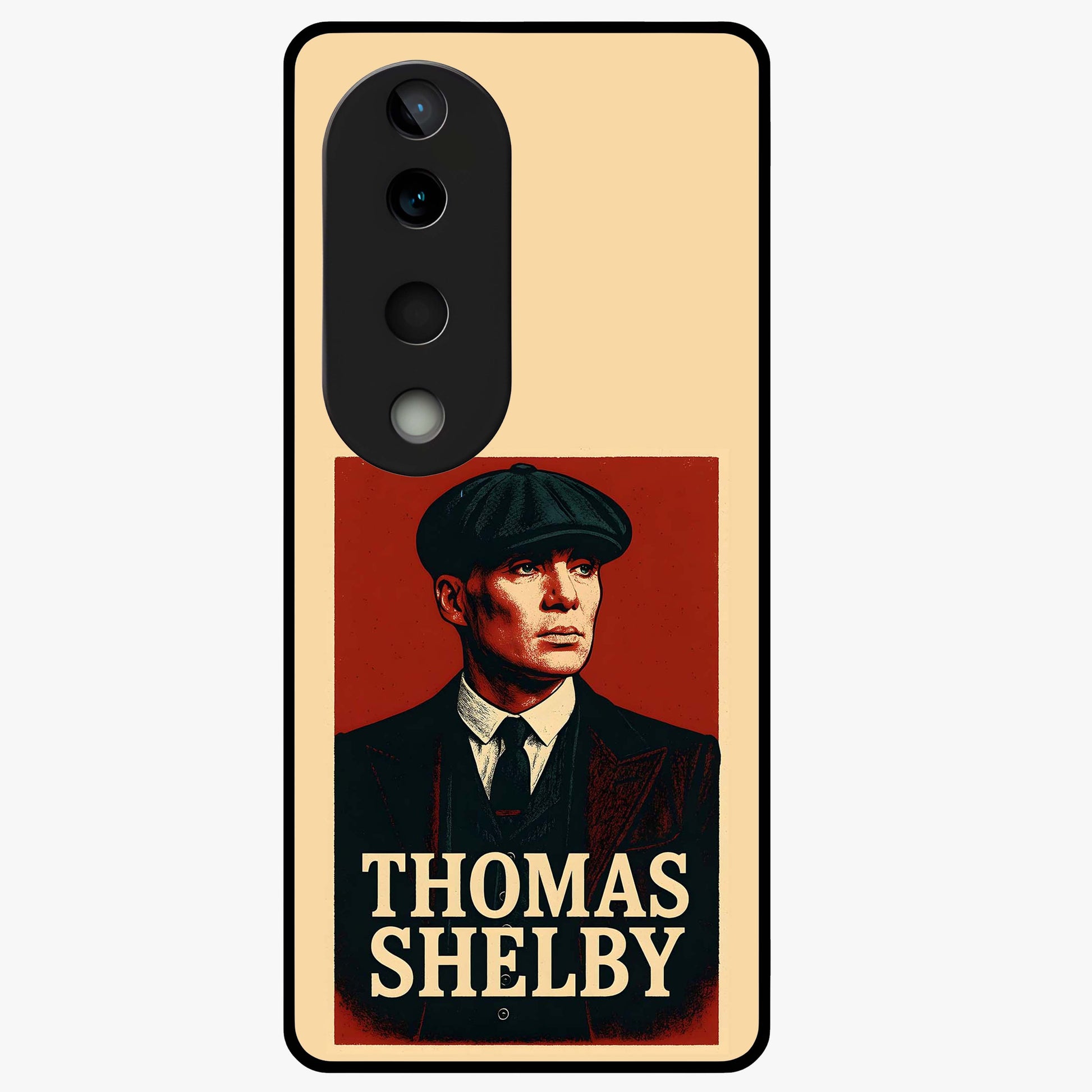 Vintage Mafia Authority Glass Case showing flat back view with bold vintage mafia inspired artwork and glossy glass finish.