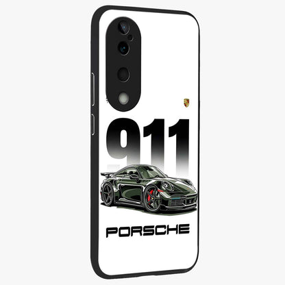 911 Turbo Dominance Glass Case upright perspective showcasing powerful racing design and modern automotive aesthetic.