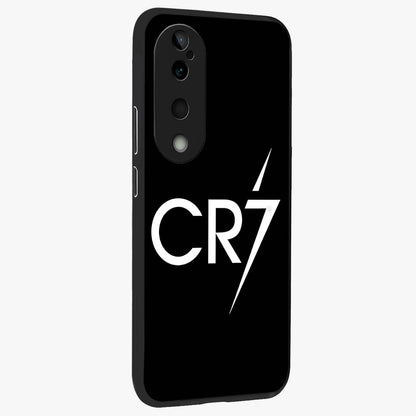Cr7 Elite Strike Glass Case upright view showcasing energetic football inspired design with modern sports aesthetic.