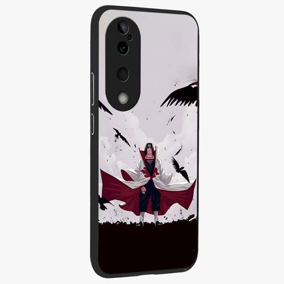 Crimson Crow Ascension Glass Case upright view showcasing dramatic crow artwork with bold gothic theme.