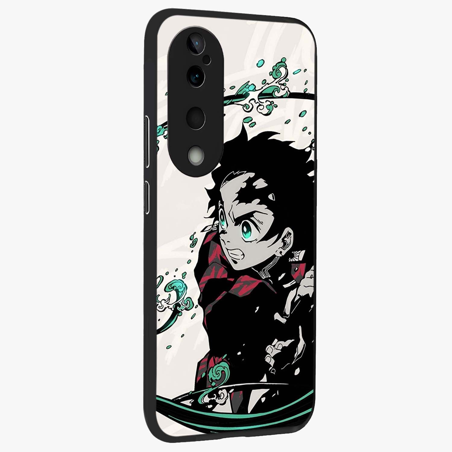 Demon Slayer Glass Case upright view showcasing powerful anime artwork with intense warrior theme.