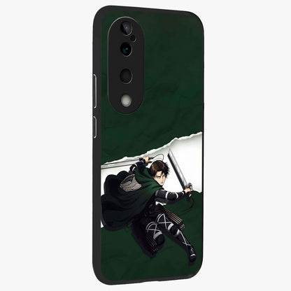 Emerald War Vanguard Glass Case upright view showcasing dramatic warrior artwork with bold fantasy theme.