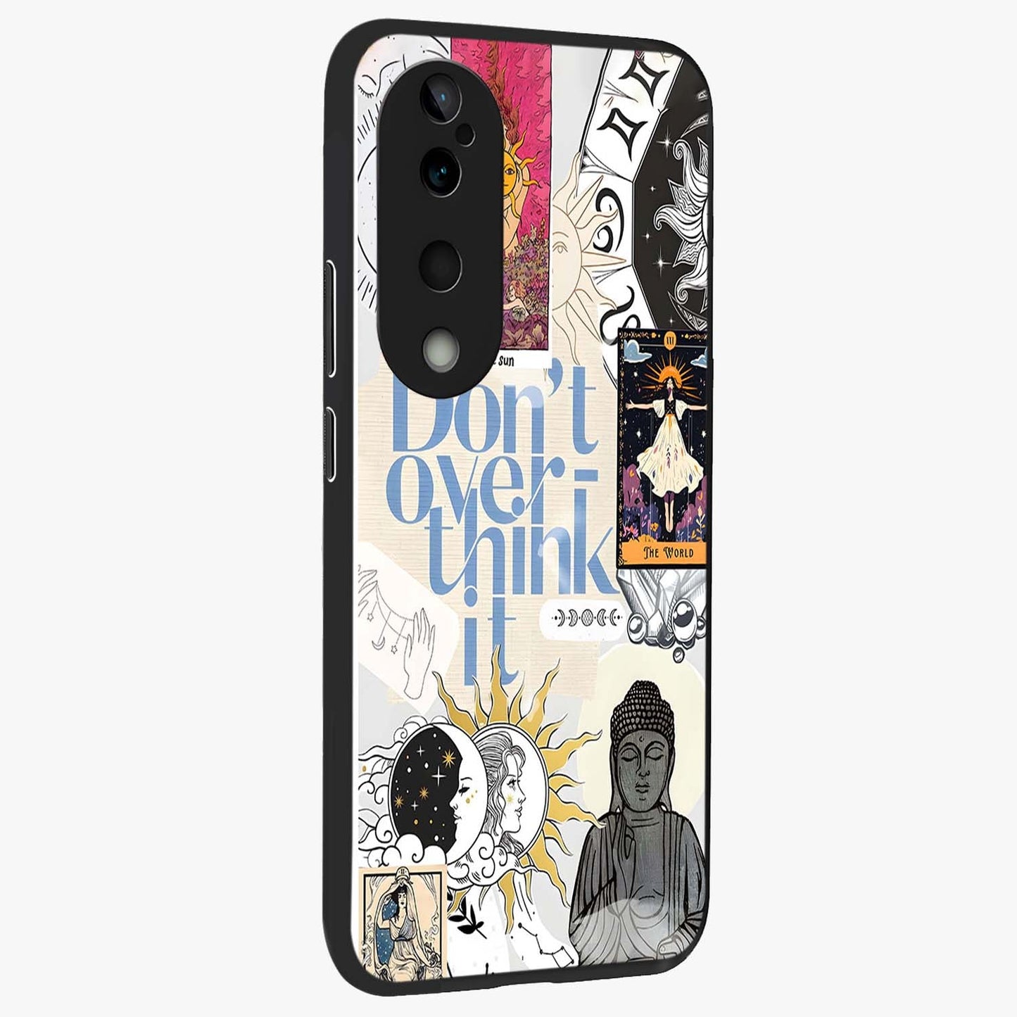 Ethereal Thoughts Glass Case upright view showcasing delicate artistic composition with peaceful dreamy theme.