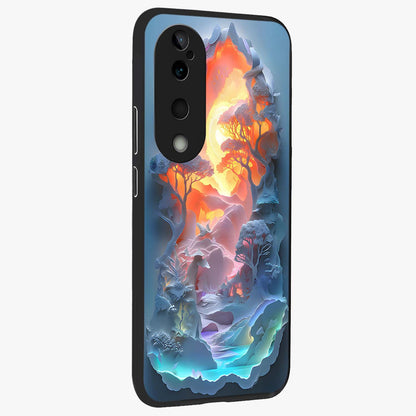 Glow Forest Portal Glass Case upright view showcasing enchanted forest portal artwork with fantasy nature theme.