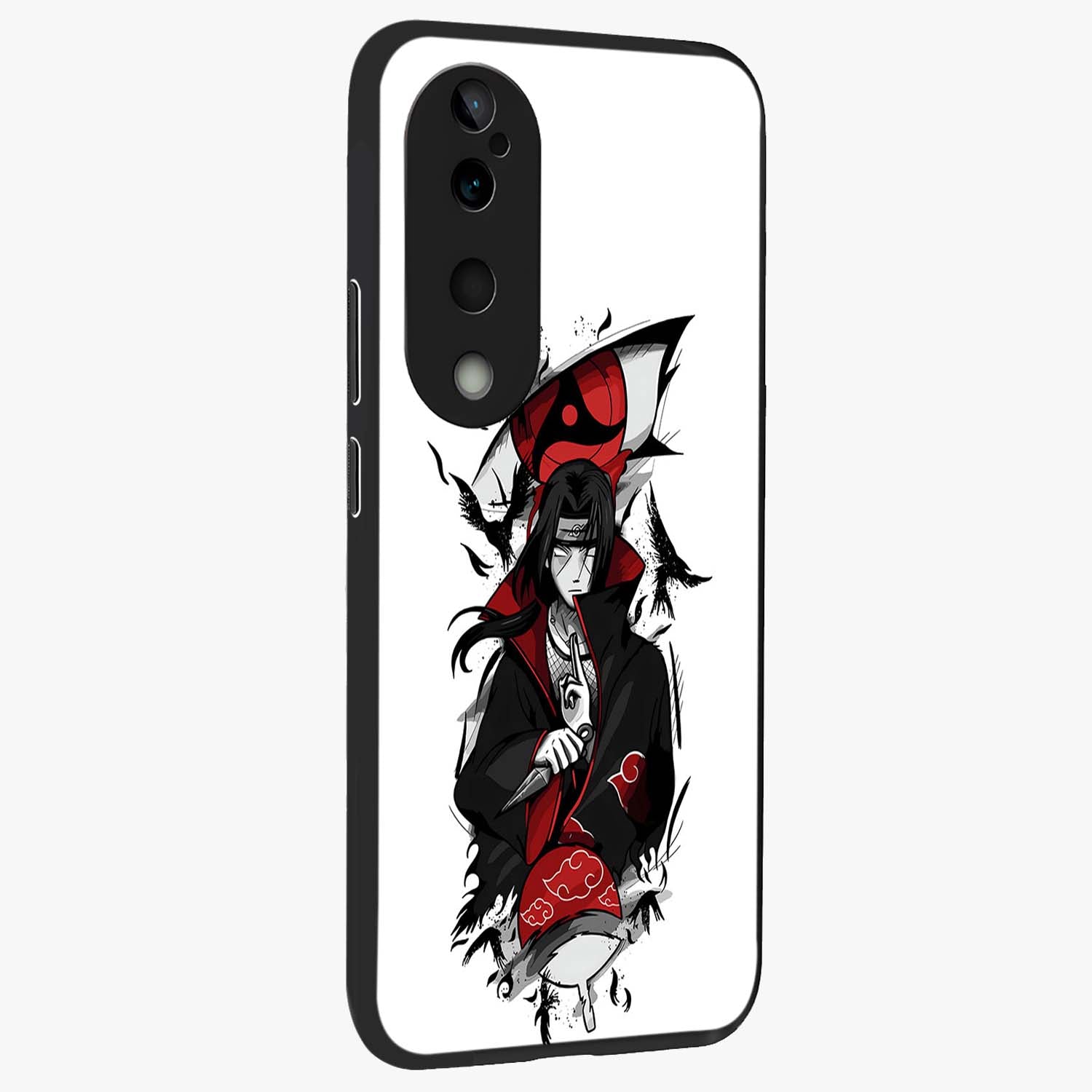 Itachi Limited Edition Naruto Anime Glass Case upright view showcasing intense anime artwork with powerful character theme.