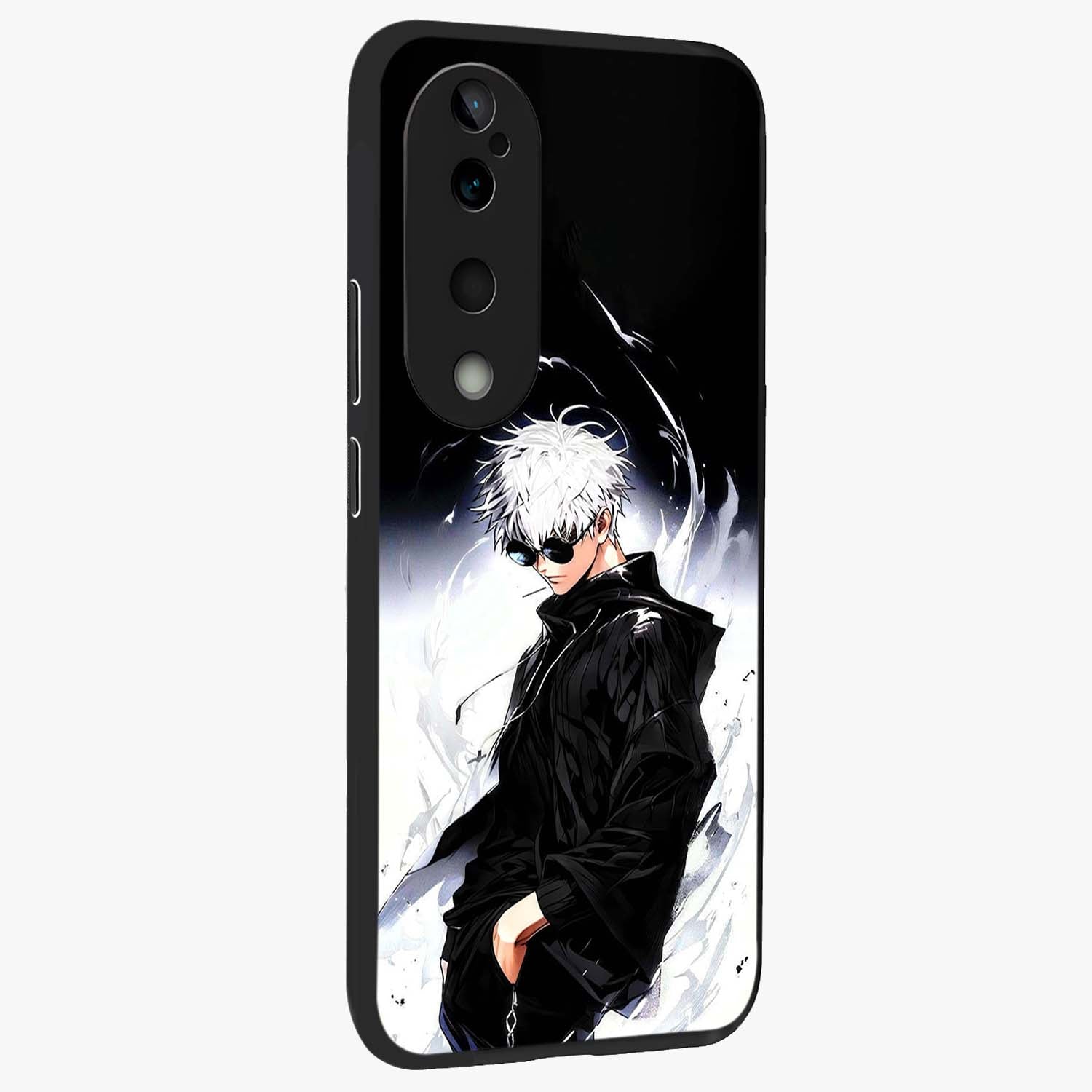 Limitless Shadow King Glass Case upright view showcasing bold shadow warrior artwork with epic fantasy theme.