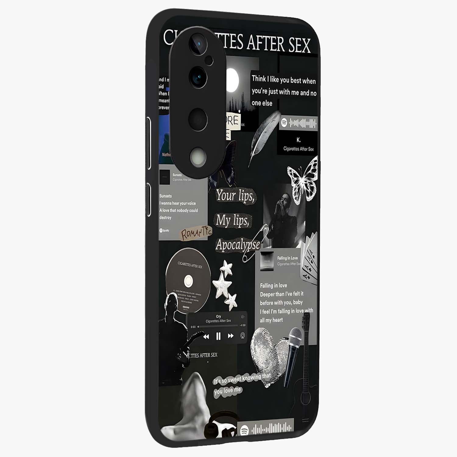 Midnight Love Echo Glass Case upright view showcasing expressive romantic artwork with dreamy midnight theme.