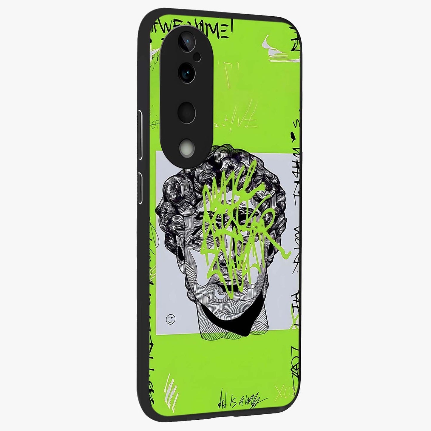 Neo Graffiti Rebellion Glass Case upright view showcasing colorful graffiti artwork with bold modern street style.
