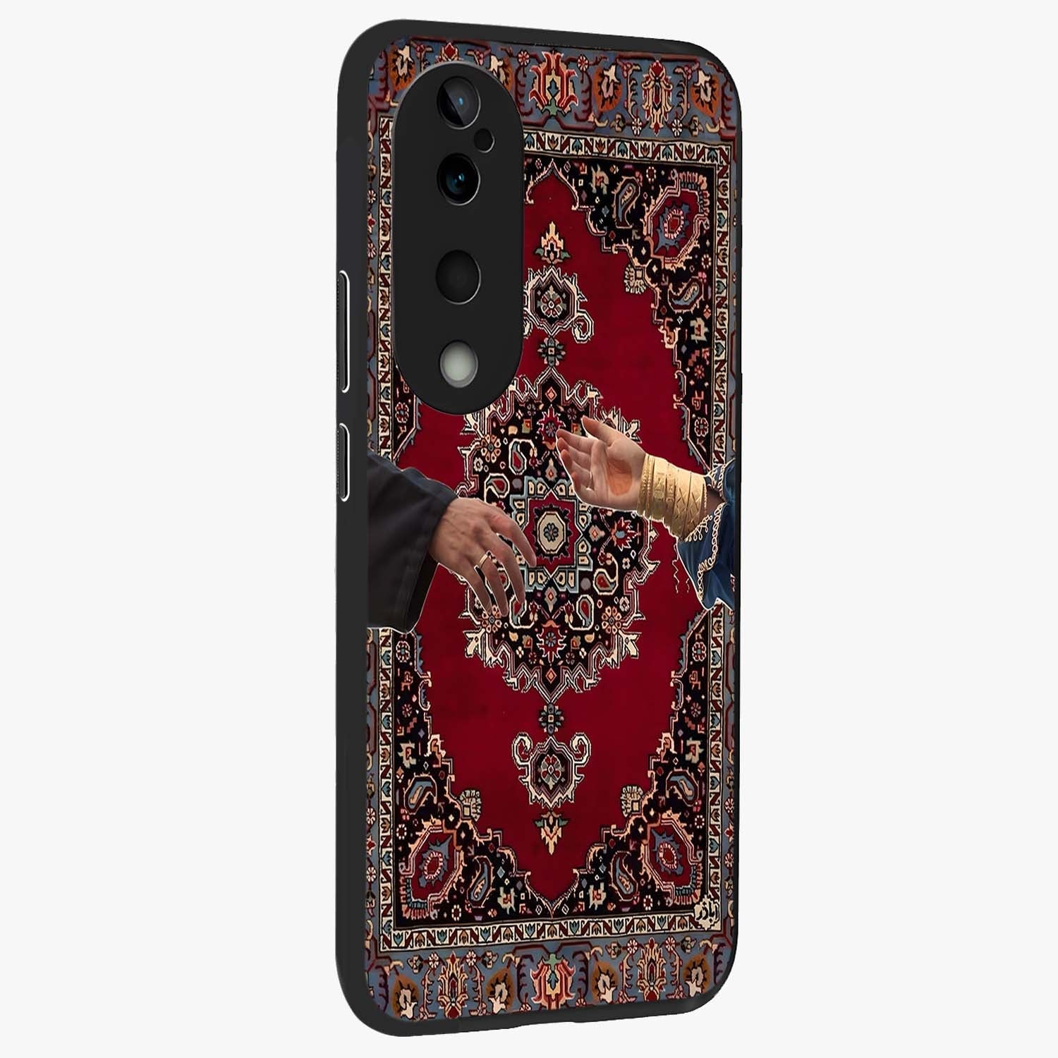 Royal Touch Reach Glass Case upright view showcasing stylish royal inspired artwork with graceful theme.