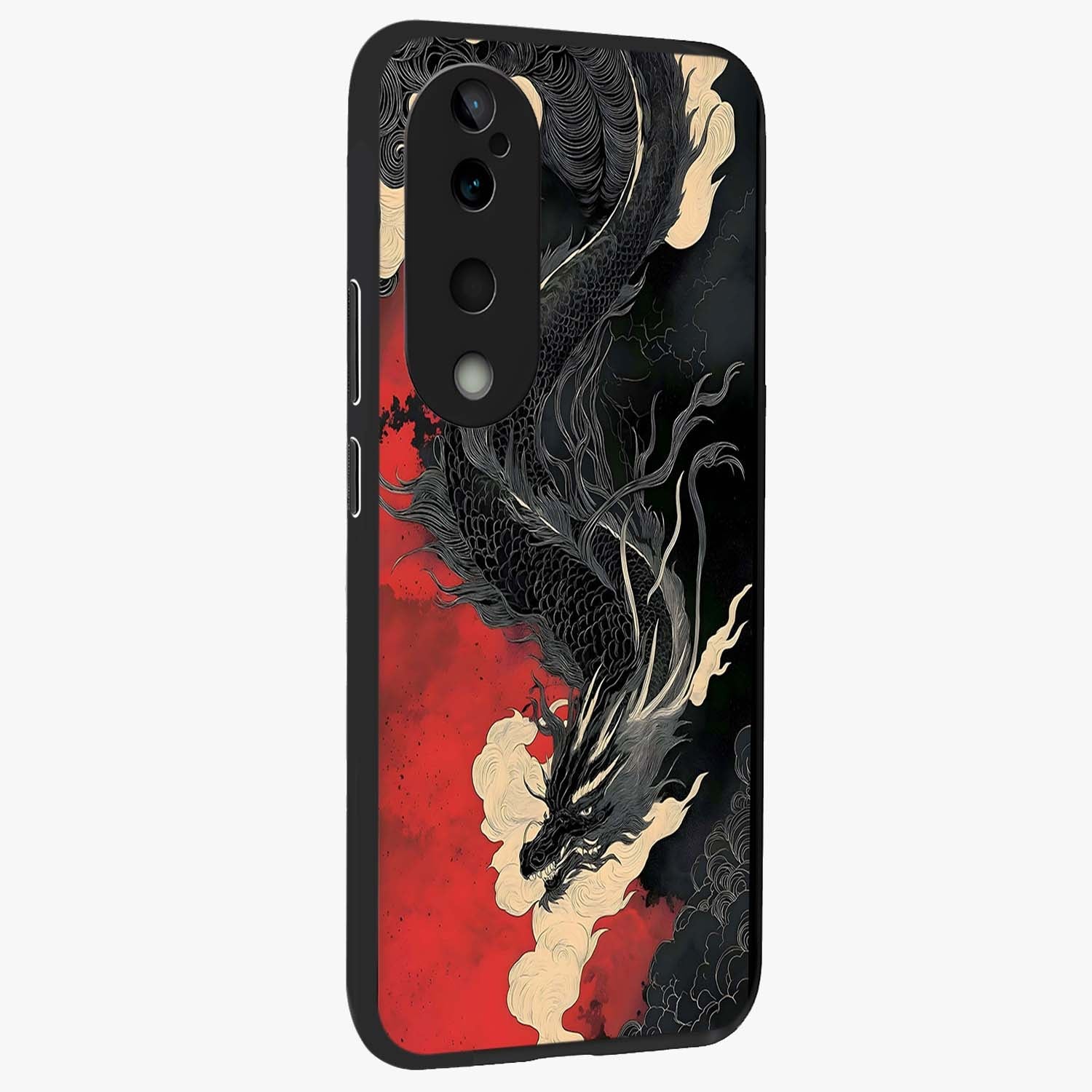 Shadow Dragon Fury Glass Case upright view showcasing intense dragon artwork with dramatic shadow theme.