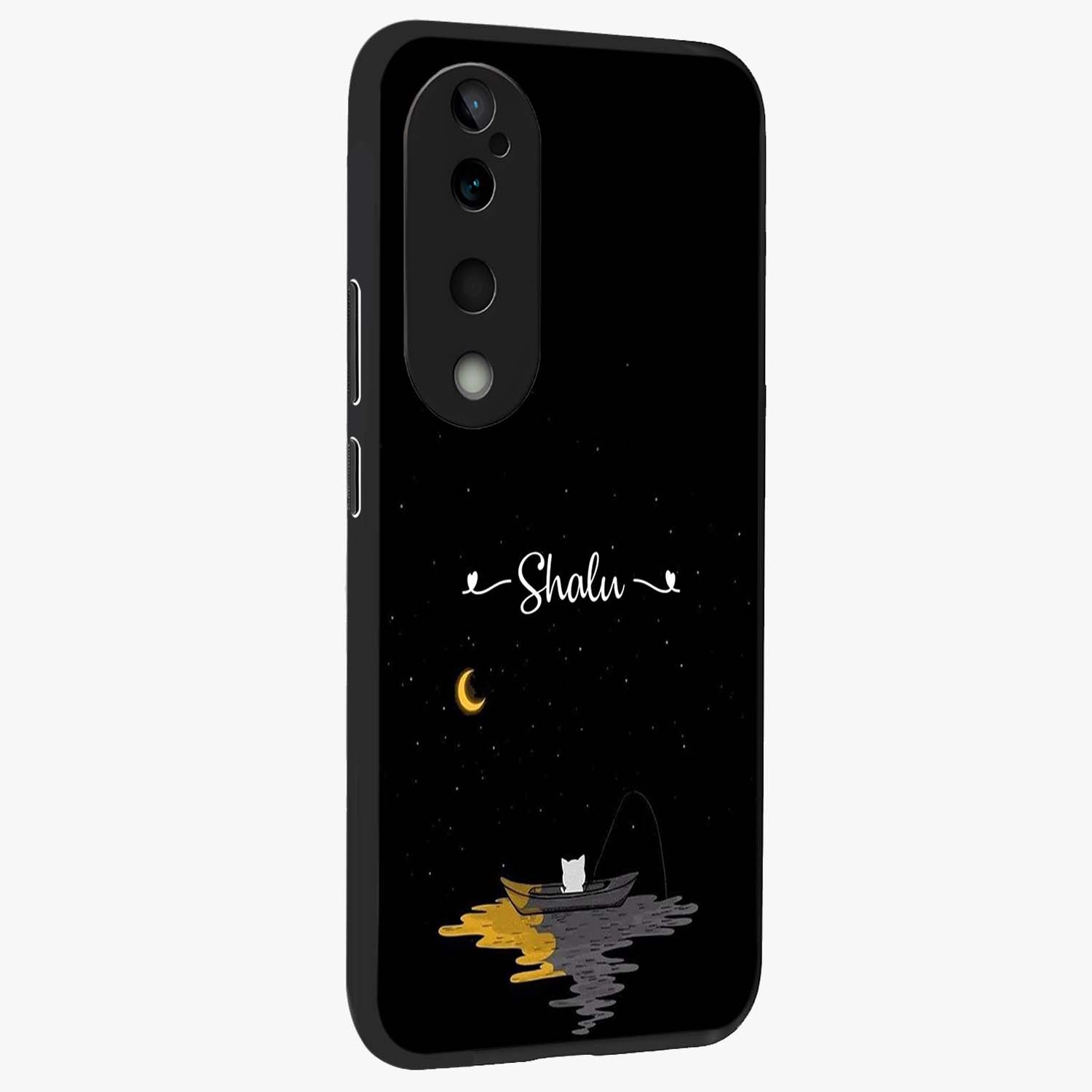 Silent Night Row Glass Case upright view showcasing tranquil night artwork with serene landscape theme.