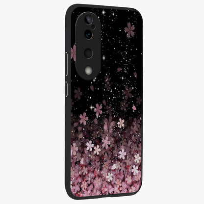 Small Starry Flowers Glass Case upright view showcasing charming floral artwork with dreamy starry theme.