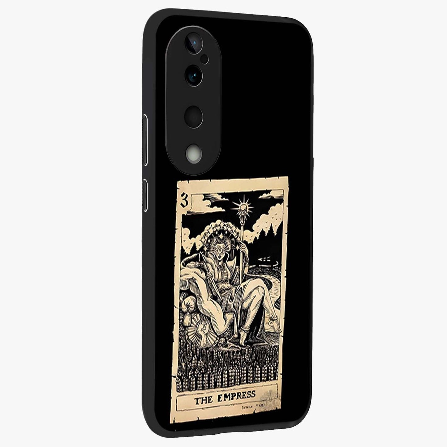 The Empress Glass Case upright view showcasing powerful empress themed artwork with luxurious artistic theme.