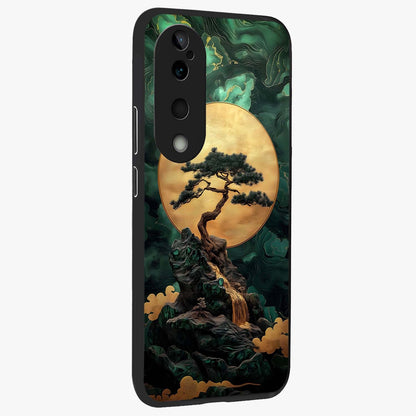 Zen Moon Rise Glass Case upright view showcasing serene moon artwork with tranquil night theme.