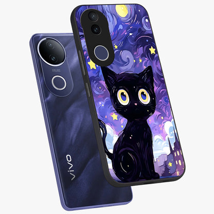 Abstract Cat Art Glass Case displayed in angled mockup highlighting modern abstract cat artwork and sleek glass surface.