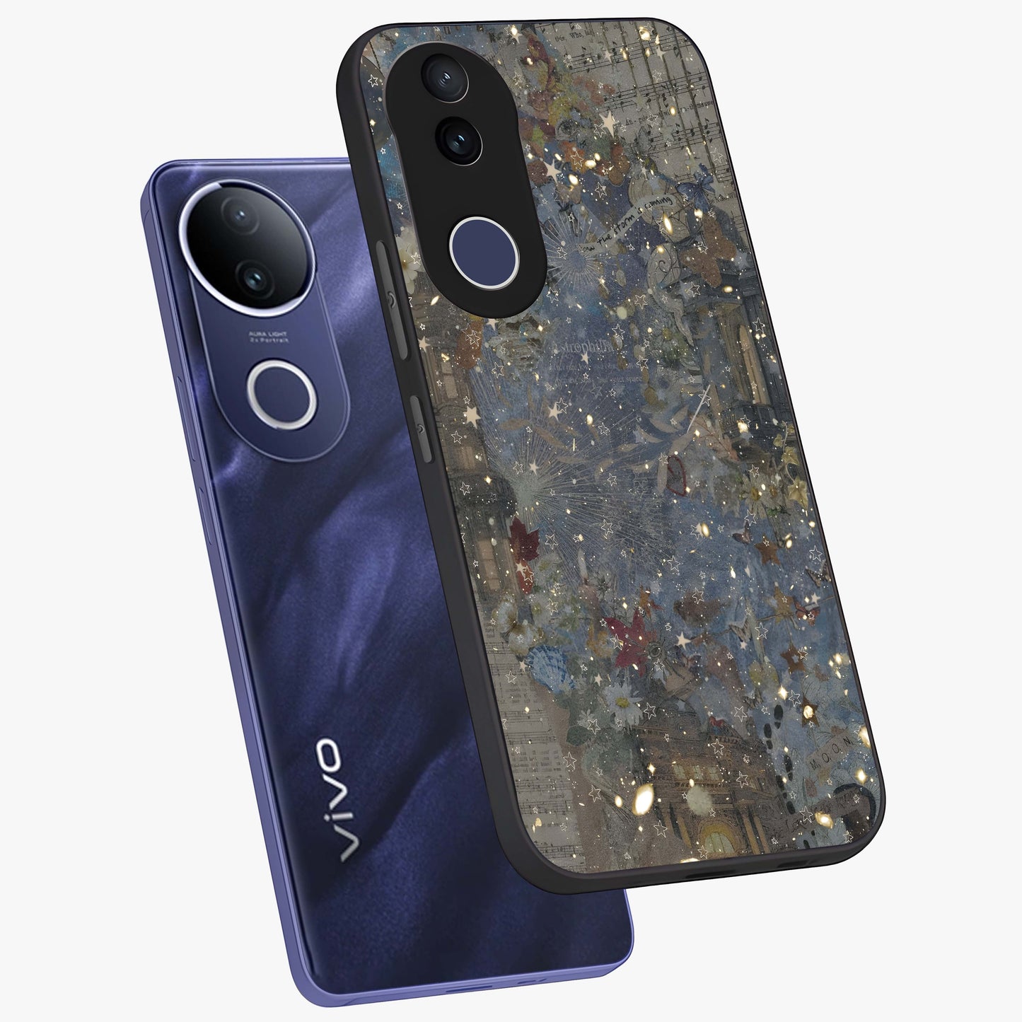 Aesthetic Astrolophia Glass Case displayed in angled mockup highlighting artistic aesthetic elements and smooth glass surface.
