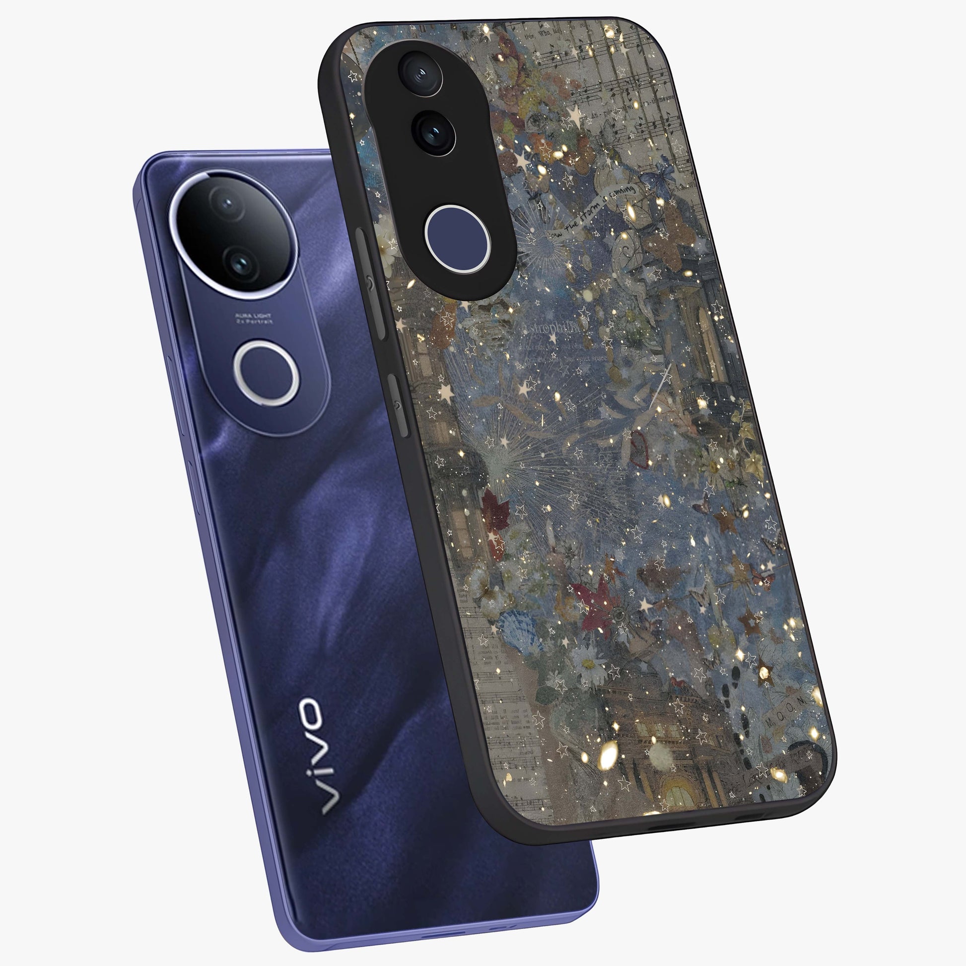 Aesthetic Astrolophia Glass Case displayed in angled mockup highlighting artistic aesthetic elements and smooth glass surface.