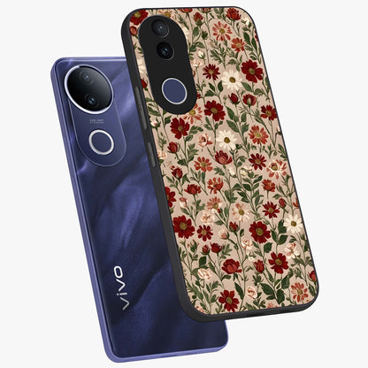 Biege Flower With Leaf Glass Case displayed in angled mockup highlighting minimal floral leaf design and elegant aesthetic.
