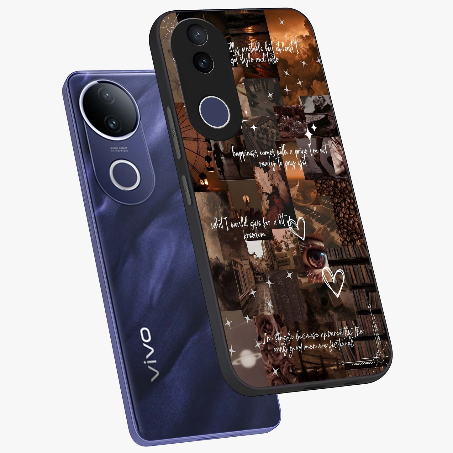Bittersweet Aesthetic Chaos Glass Case displayed in angled mockup highlighting expressive abstract artwork and edgy aesthetic theme.