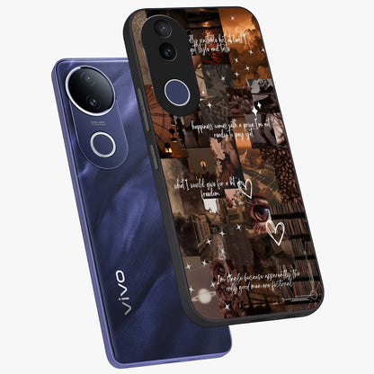 Bittersweet Aesthetic Chaos Glass Case displayed in angled mockup highlighting expressive abstract artwork and edgy aesthetic theme.