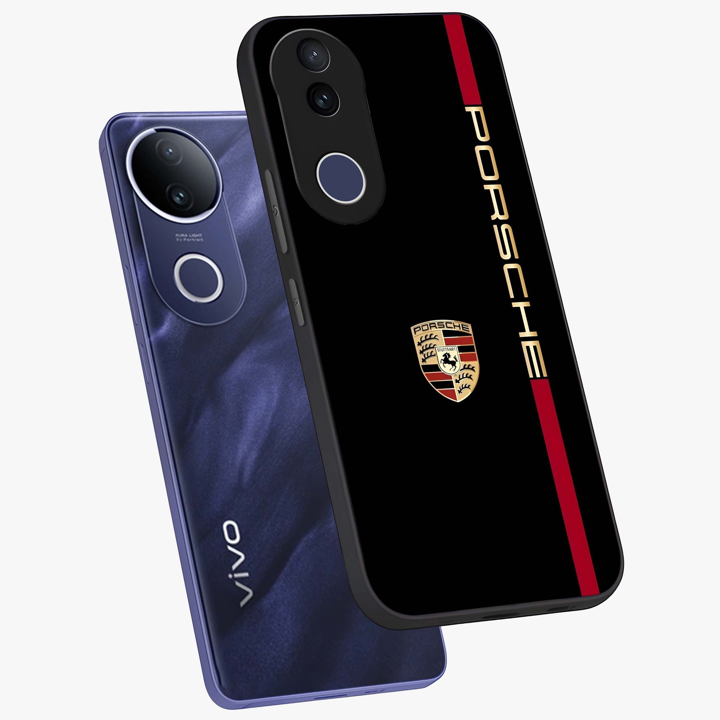 Black Minimal Porsche Glass Case displayed in angled mockup highlighting modern minimal car illustration and clean aesthetic design.