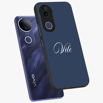 Blue Vintage Floral Pattern Glass Case showing flat back view with elegant vintage floral artwork and glossy glass finish.