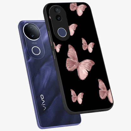 Butterfly Pattern Glass Case displayed in angled mockup highlighting delicate butterfly design and aesthetic pattern style.