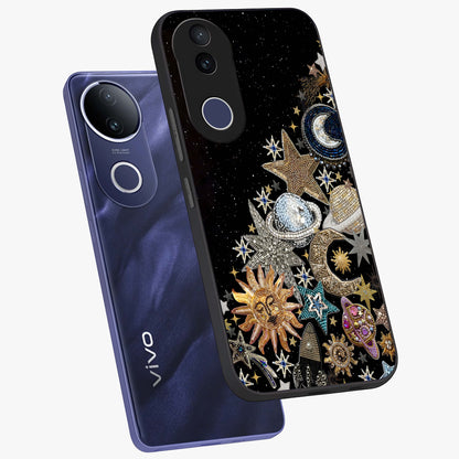 Cosmic Sparkle Dreams Glass Case displayed in angled mockup highlighting dreamy star sparkle design with celestial aesthetic.
