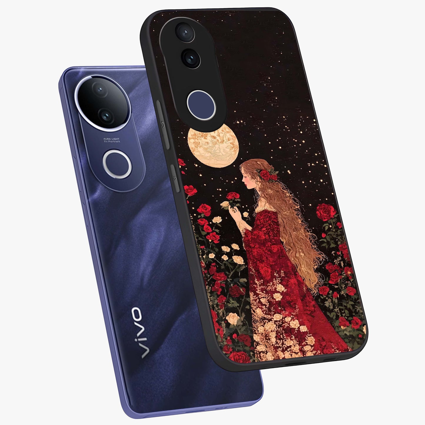 Crimson Dreams Glass Case displayed in angled mockup highlighting soft crimson aesthetic design with artistic theme.