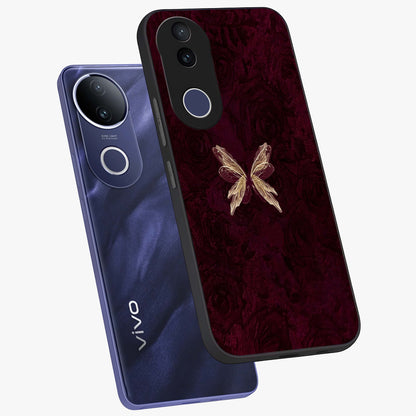 Crimson Fade Butterfly Glass Case displayed in angled mockup highlighting elegant butterfly design with crimson gradient aesthetic.