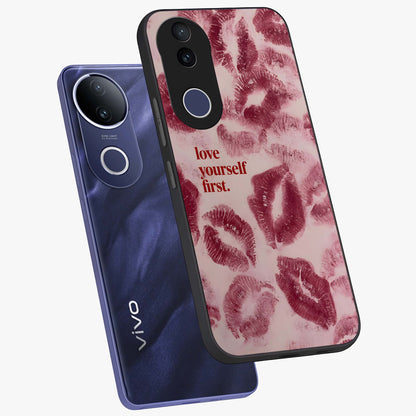 Crimson Kiss Love Glass Case displayed in angled mockup highlighting bold love inspired design with modern aesthetic style.