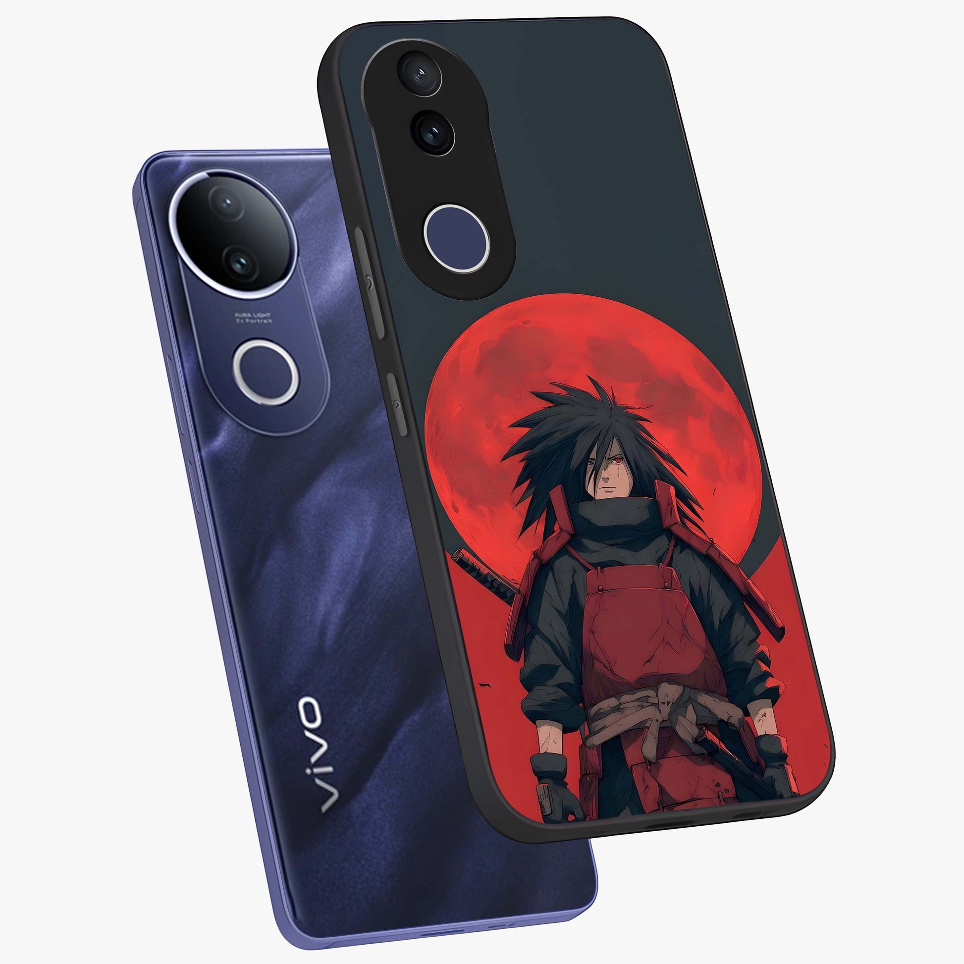 Crimson Moon Warlord Glass Case displayed in angled mockup highlighting dramatic crimson moon design with fantasy aesthetic.
