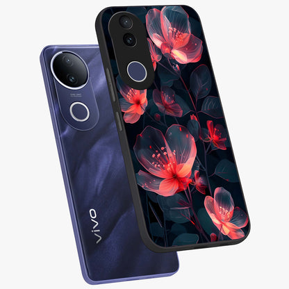 Dark Shade of Flower Glass Case displayed in angled mockup highlighting moody floral illustration with aesthetic dark tones.