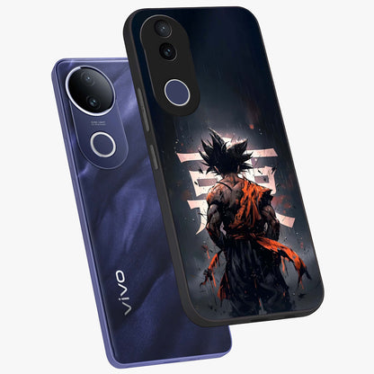 Dark Warrior In Rain Glass Case displayed in angled mockup highlighting dramatic warrior illustration with dark rain aesthetic.