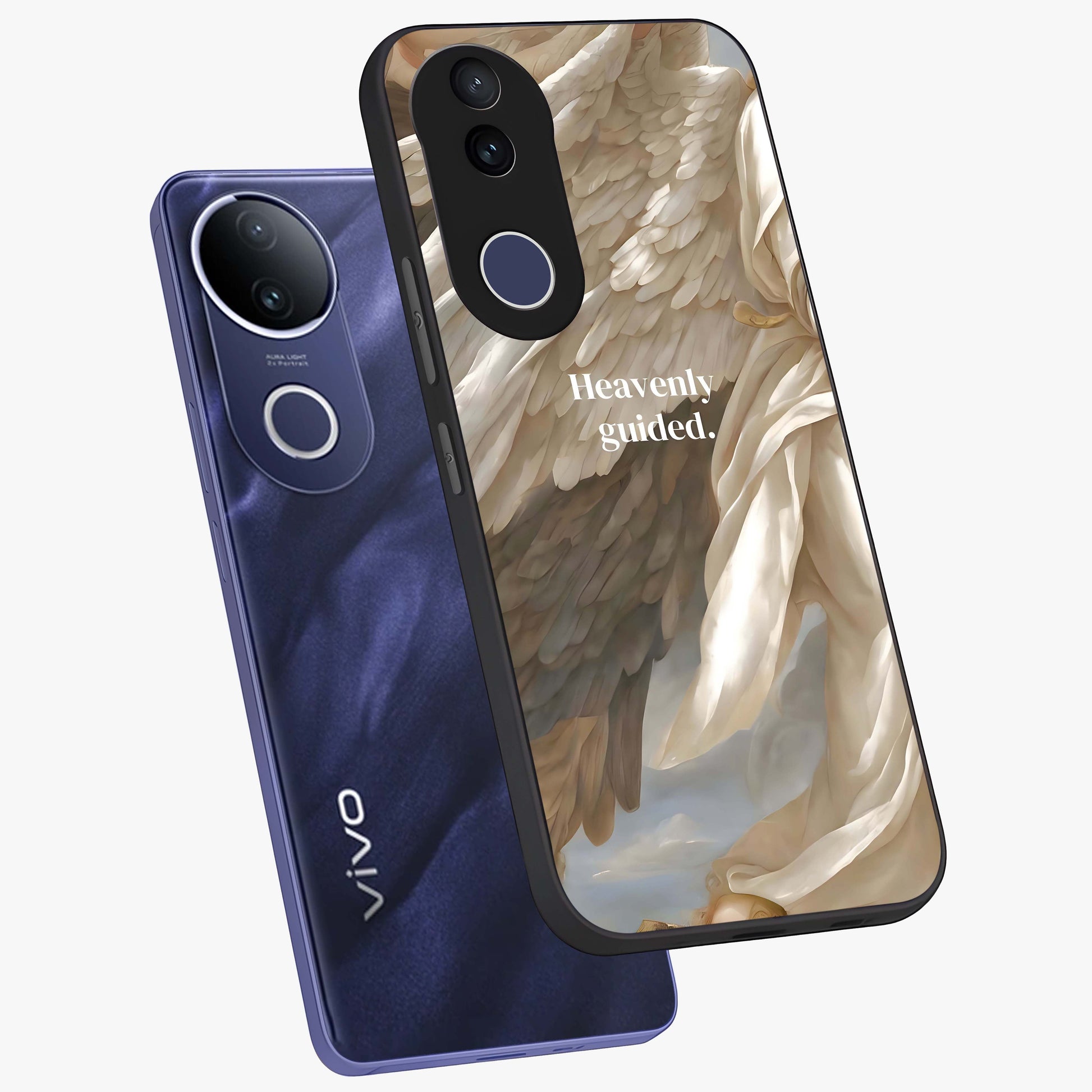 Divine Winged Grace Glass Case displayed in angled mockup highlighting graceful wing design with divine aesthetic style.