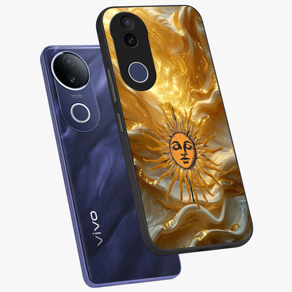 Eternal Golden Glow Glass Case displayed in angled mockup highlighting glowing golden aesthetic design with elegant style.